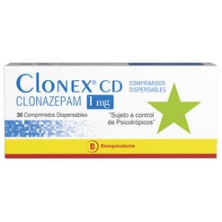 Product image of CLONEX CD Clonazepam 1 mg 30 comprimidos dispersables - Saval s.a.