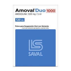 Amoval Duo 1000 mg/5ml x 120 ml Polvo para Suspensión Oral con Solvente - Saval s.a.