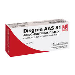 Product image of Disgren AAS 81 mg x 30 Comprimidos Con Recubrimiento Entérico - Pasteur