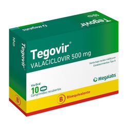 Tegovir 500 mg x 10 Comprimidos Recubiertos - Megalabs chile s.a