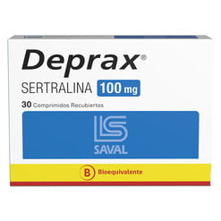 Product image of DEPRAX Sertralina 100 mg 30 comprimidos - Saval s.a.