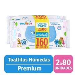 Emubaby Toalla humeda premium 2x80 - Emuline