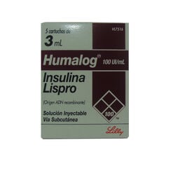 Insulina Humalog 100 UI/mL Solucion Inyectable x 5 Cartuchos 3 mL - Eli lilly de chile l