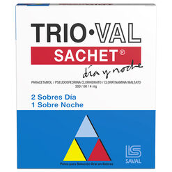 TRIO VAL SACHET Paracetamol 500 mg Pseudoefedrina Clorhidrato 60 mg Clorfenamina Maleato 4 mg 3 sachet - Saval s.a.