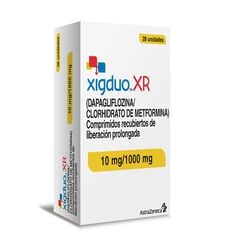 Xig Duo XR 10 mg/1000 mg x 28 Comprimidos Recubiertos de Liberación Prolongada - Astrazeneca