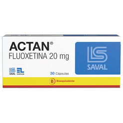 Product image of Actan Fluoxetina 20 mg 30 cápsulas - Saval s.a.