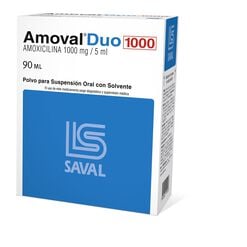 Amoval Duo 1000 mg/5 mL x 90 mL Polvo Para Suspensión Oral Con Solvente - Saval s.a.