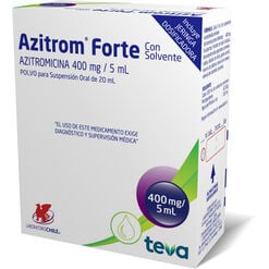 Azitrom Forte 400 mg/5 mL x 20 mL Polvo para Suspensión Oral con Solvente - Chile