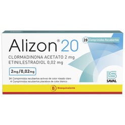 Product image of ALIZON 20 Clormadinona acetato 2,00 mgEtinilestradiol 0,02 mg 28 comprimidos - Saval s.a.