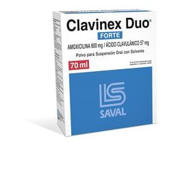 Clavinex Duo Forte 800 mg/57 mg/5 ml x 70 ml Polvo para Suspensión Oral con Solvente - Saval s.a.