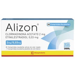 Product image of ALIZON Clormadinona acetato 2,00 mgEtinilestradiol 0,03 mg 28 comprimidos - Saval s.a.