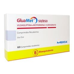 Product image of Gluamet 50 mg/850 mg x 60 Comprimidos Recubiertos - Merck