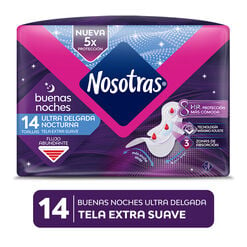 Product image of Toalla Higiénica Nosotras Buenas Noches Ultra Delgada Tela Extra Suave 14 Un