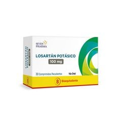 Losartan 100 mg x 30 Comprimidos Recubiertos SEVEN PHARMA CHILE SPA