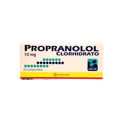 Product image of Propranolol 10 mg x 20 Comprimidos MINTLAB CO SA