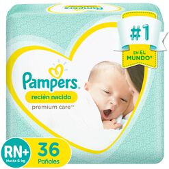 Pañales Desechables Recién Nacido Pampers Premium Care  Talla RN+ 36 Un