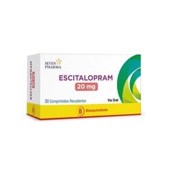 Product image of Escitalopram 20 mg x 30 Comprimidos Recubiertos SEVEN PHARMA CHILE SPA