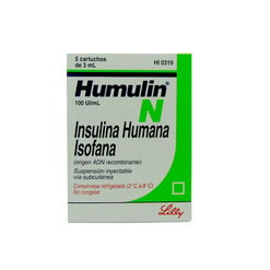 Insulina Humulin N 100 UI/mL Suspension Inyectable x 5 Cartuchos 3 mL - Tecnofarma s.a.