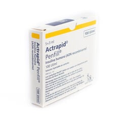 Insulina Actrapid Penfill 100 UI/mL Solucion Inyectable x 5 Cartuchos 3 mL - Novonordisk