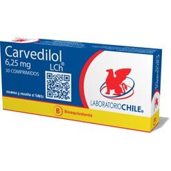 Carvedilol 6.25 mg x 30 Comprimidos CHILE