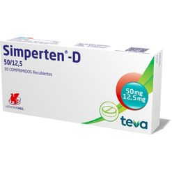 Product image of Simperten-D 50 mg/12.5 mg x 30 Comprimidos Recubiertos - Chile