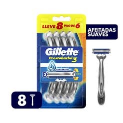 Máquina De Afeitar Desechable Gillette Prestobarba3 Con Afeitadas Suaves, 8 Unidades
