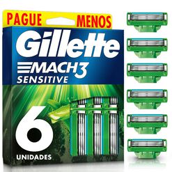 Repuesto Máquina Afeitar Gillette Mach3 Sensitive 6 Uds