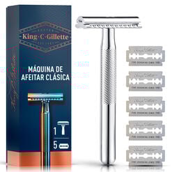 Máquina de Afeitar Clásica King C. Gillette + 5 Hojas de Afeitar