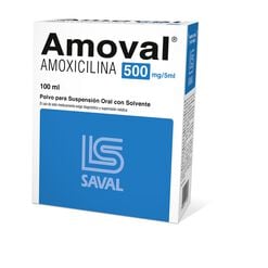 Amoval 500 mg/5 mL x 100 mL Polvo Para Suspensión Oral Con Solvente - Saval s.a.