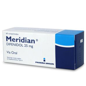 Meridian Difenidol Clorhidrato 25 mg 60 Comprimidos - Pharma investi