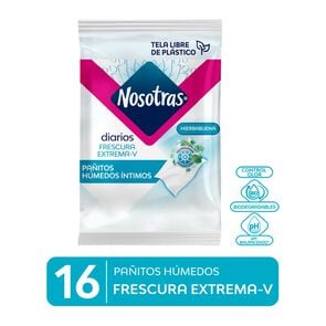 Product image of Pañitos Húmedos Íntimos Frescura Extrema Control Olor 16 Unidades - Nosotras