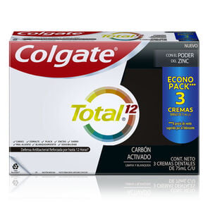 Pasta Dental Total 12 Carbón 75 ML 3 Un - Colgate