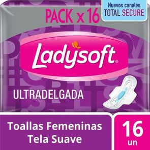 Toalla Higiénica Día Ultradelgada Tela Malla 16  Unidades - Ladysoft