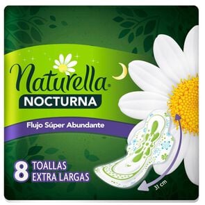 Toalla Higiénica Nocturna Normal Larga Tela Suave 8 unidades - Naturella