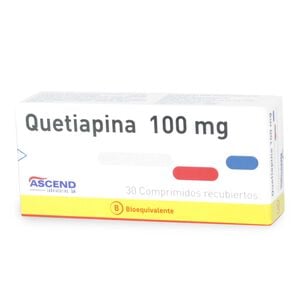 Product image of Quetiapina 100 mg 30 Comprimidos Recubiertos - Genericos bioequivalentes