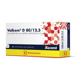 Product image of Valkem D Valsartán 80 mg Hidroclorotiazida 12,5 mg 30 Comprimidos Recubiertos - Ascend