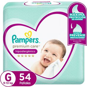 Premium Care Pañales Desechable G (9-13Kg) X54 - Pampers