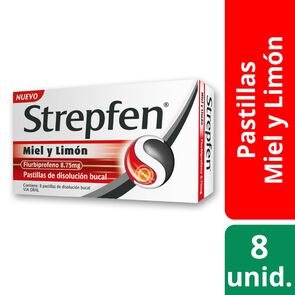 Product image of Strepfen Miel y Limon Flurbiprofeno 8,75 mg 8 Pastillas de Disolución Bucal - Reckitt farma