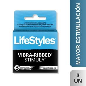 LifeStyle Stimula Vibra-Ribbed 3 Preservativos - Lifestyles