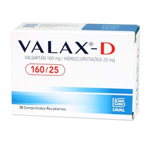 Product image of Valax-D 160/25 Valsartan 160 mg Hidroclorotiazida 25 mg 30 Comprimidos Recubiertos - Saval