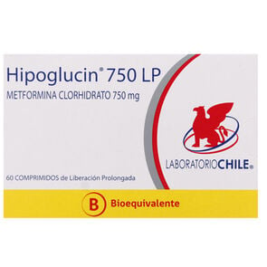 Hipoglucin 750 LP Metformina 750 mg 60 Comprimidos Liberación Prolongada - Laboratorio chile