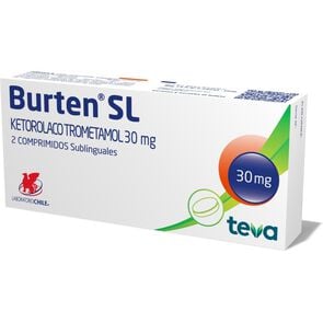 Product image of Burten SL Ketorolaco Trometamol 30 mg 2 Comprimidos Sublinguales - Laboratorio chile