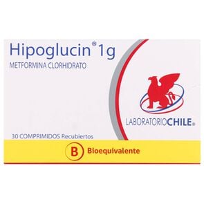 Hipoglucin Metformina 1000 mg 30 Comprimidos Recubiertos - Laboratorio chile