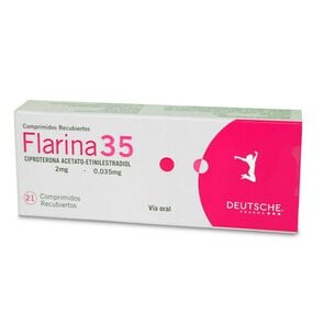 Product image of Flarina 35 Ciproterona Acetato 2 mg Etinilestradiol 0,035 mg 21 Comprimidos - Deutsche pharma