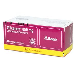 Glicenex Metformina 850 mg 30 Comprimidos Recubiertos - Bago