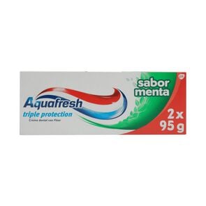 Pack Crema Dental Triple Acción Sabor Menta con Flúor 95Gr X2 - Aquafresh