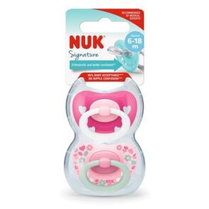 Product image of Chupete Silicona Signature Rosado Etapa 2 (6-18 meses) 2 unidades - Nuk