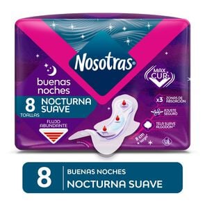 Toalla Higiénica Buenas Noches  Normal Tela Suave 8 Unidades - Nosotras