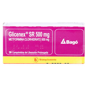 Glicenex Sr  Metformina 500 mg 30 Comprimidos - Bago