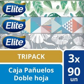 Product image of Tripack Pañuelos Desechables Doble Hoja 90 Unidades - Elite